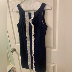 Lauren James ruffle navy dress